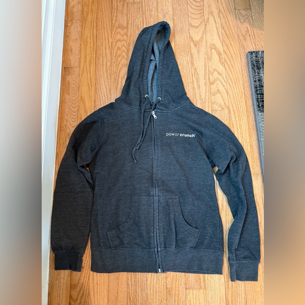 Power Crunch Charcoal Zip-Up Hoodie size small